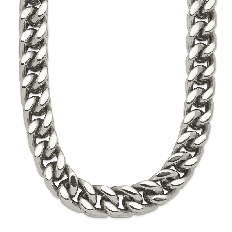 Stainless Steel Chisel Polished Heavy Wheat Chain Necklace