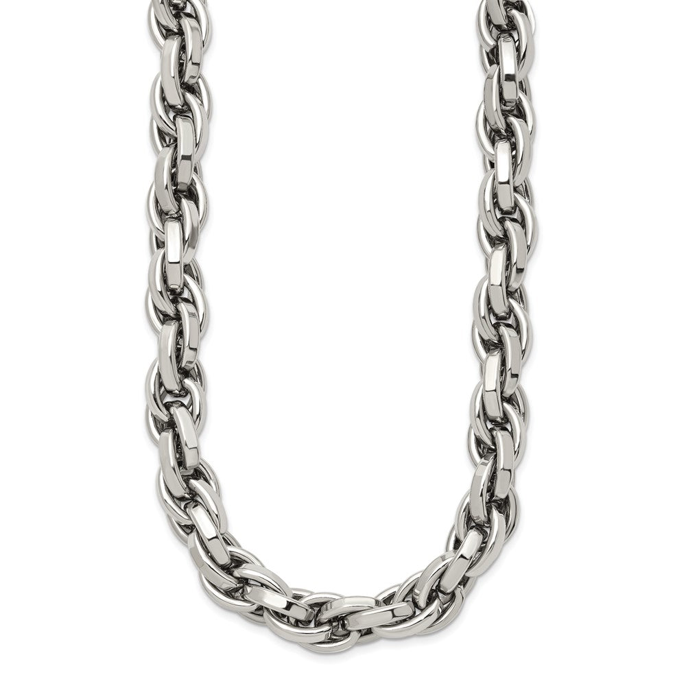 Stainless Steel Chisel Polished Oval Link Chain Necklace