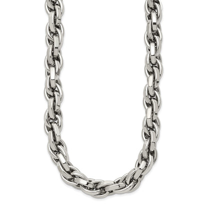Stainless Steel Chisel Polished Oval Link Chain Necklace