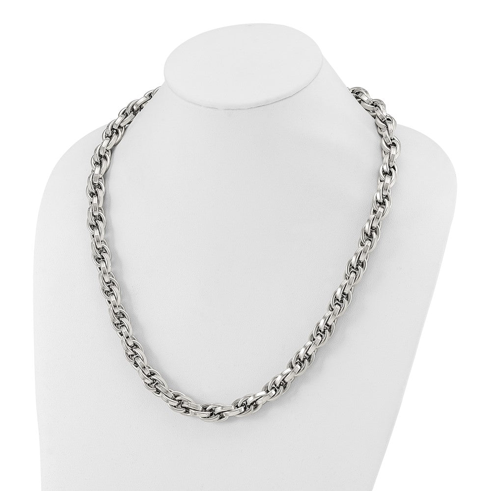 Stainless Steel Chisel Polished Oval Link Chain Necklace