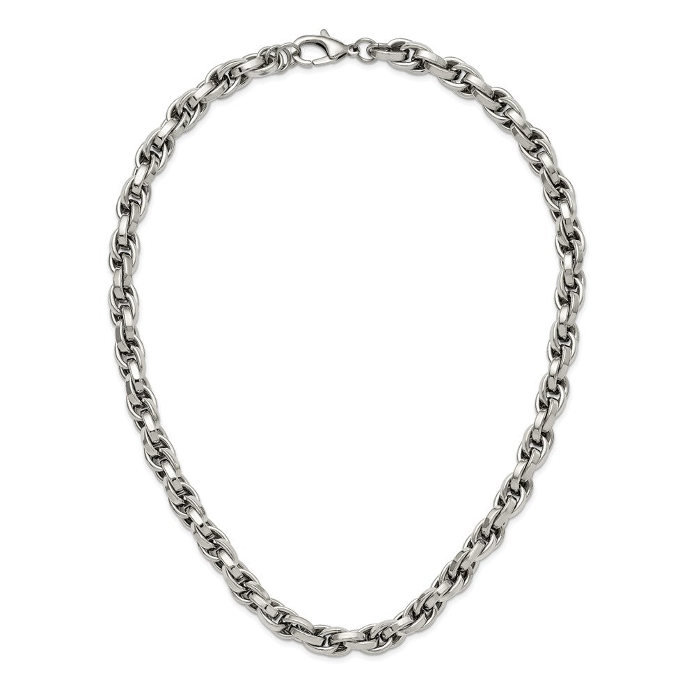 Stainless Steel Chisel Polished Oval Link Chain Necklace