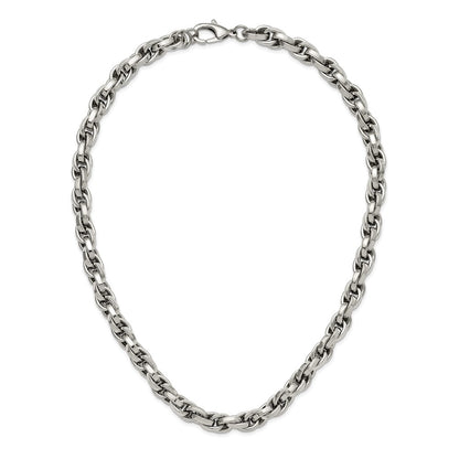 Stainless Steel Chisel Polished Oval Link Chain Necklace