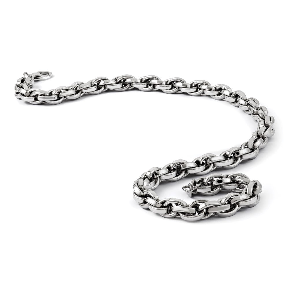 Stainless Steel Chisel Polished Oval Link Chain Necklace