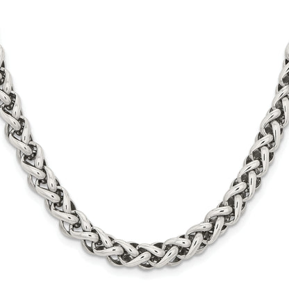Stainless Steel Chisel Polished 24 Inch Spiga Necklace