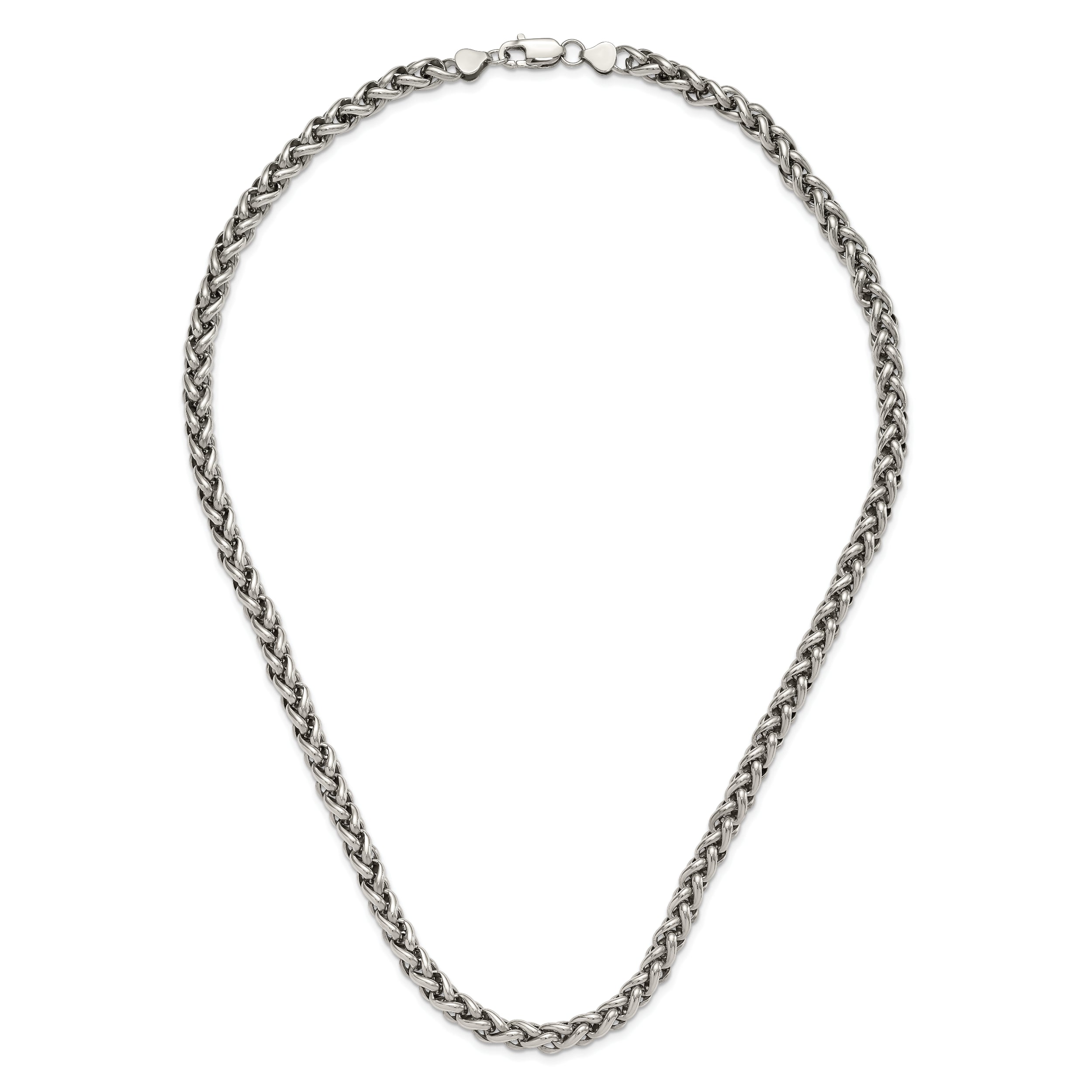 Stainless Steel Chisel Polished 24 Inch Spiga Necklace
