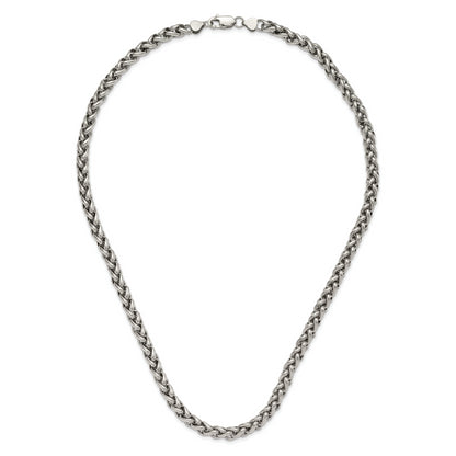 Stainless Steel Chisel Polished 24 Inch Spiga Necklace