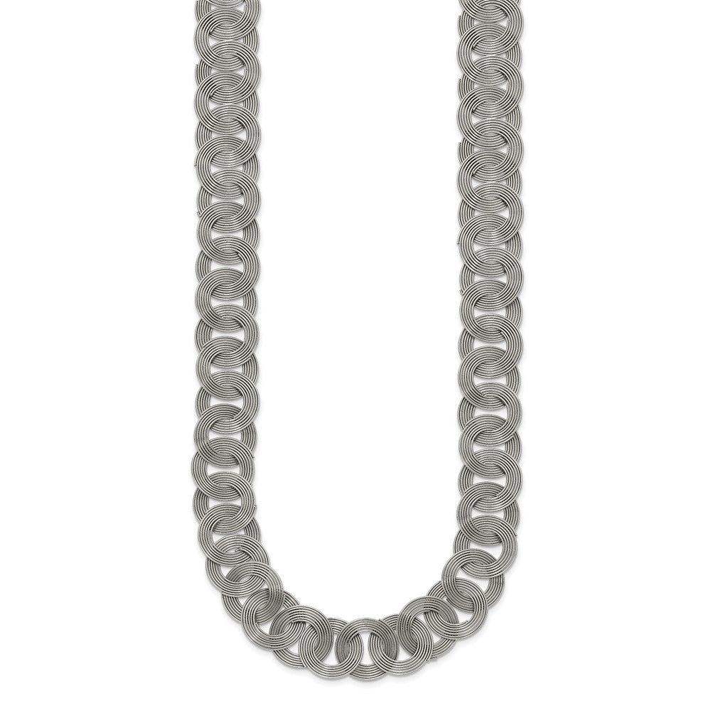Stainless Steel Chisel Polished 19 Inch Circle Link Necklace