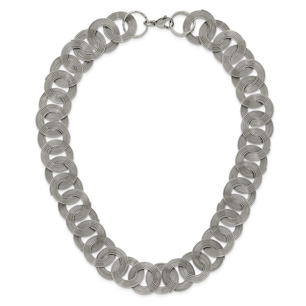 Stainless Steel Chisel Polished 19 Inch Circle Link Necklace