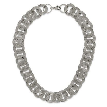 Stainless Steel Chisel Polished 19 Inch Circle Link Necklace