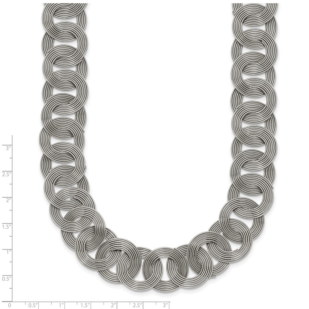 Stainless Steel Chisel Polished 19 Inch Circle Link Necklace