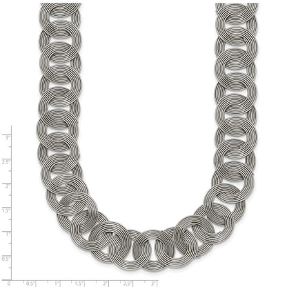 Stainless Steel Chisel Polished 19 Inch Circle Link Necklace