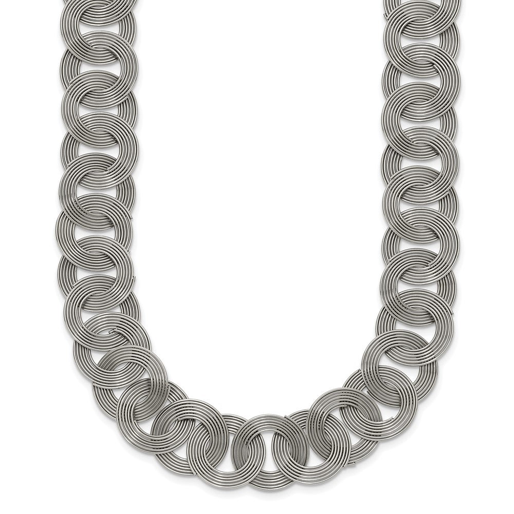 Stainless Steel Chisel Polished 19 Inch Circle Link Necklace