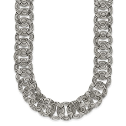Stainless Steel Chisel Polished 19 Inch Circle Link Necklace