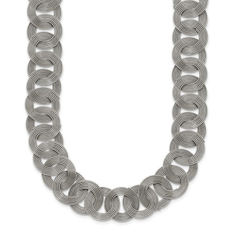 Stainless Steel Chisel Polished 19 Inch Circle Link Necklace