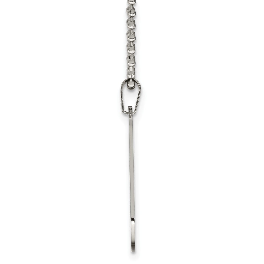Stainless Steel Chisel Polished Dog Tag On A 24 Inch Cable Chain Necklace