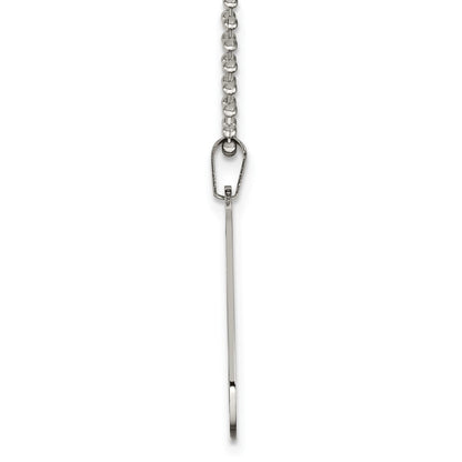 Stainless Steel Chisel Polished Dog Tag On A 24 Inch Cable Chain Necklace