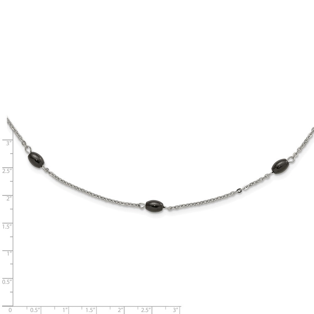 Stainless Steel Ip Black-Plated Beads Station Necklace