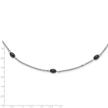 Stainless Steel Ip Black-Plated Beads Station Necklace