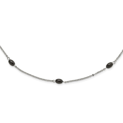 Stainless Steel Ip Black-Plated Beads Station Necklace