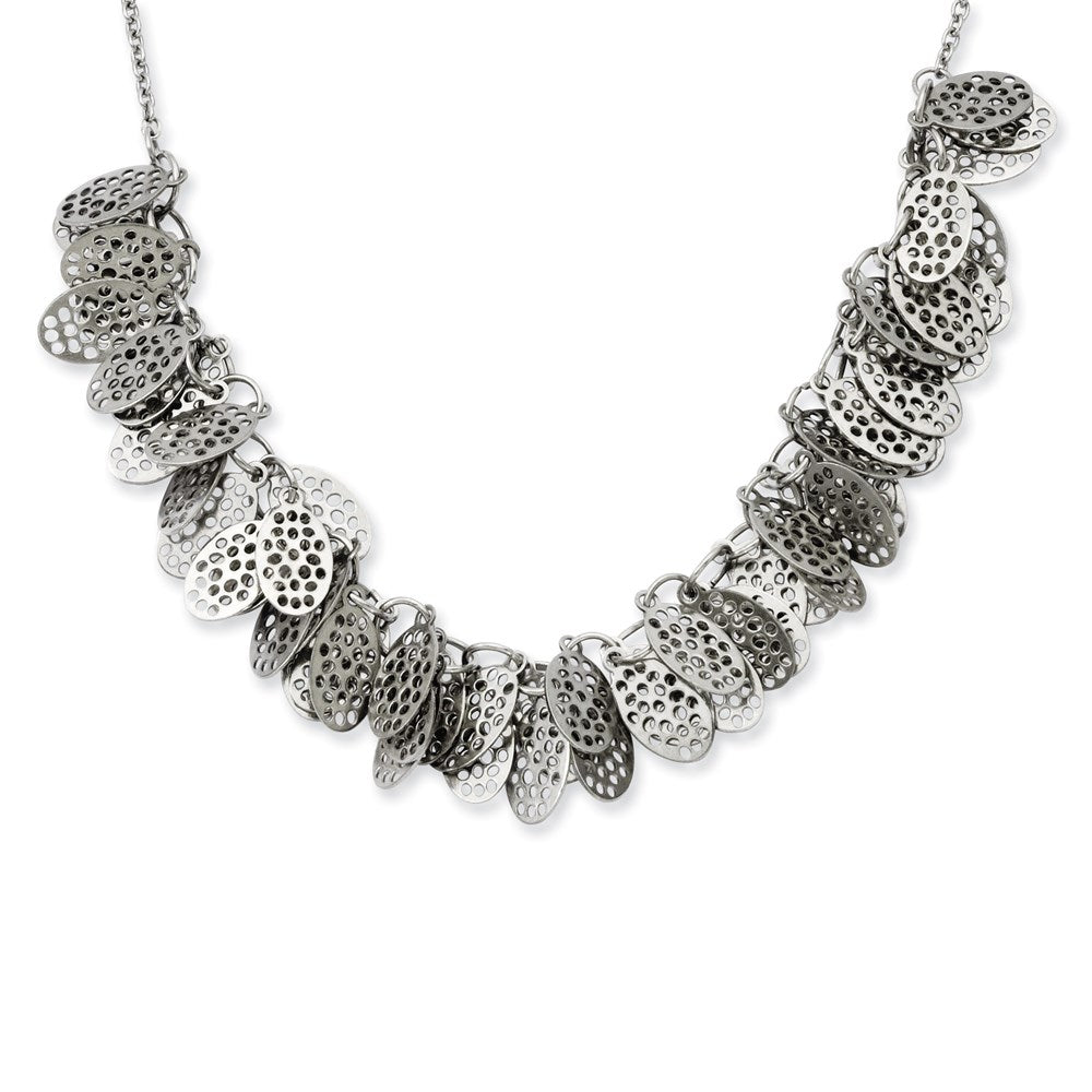 Stainless Steel Oval Dangles 18In Necklace