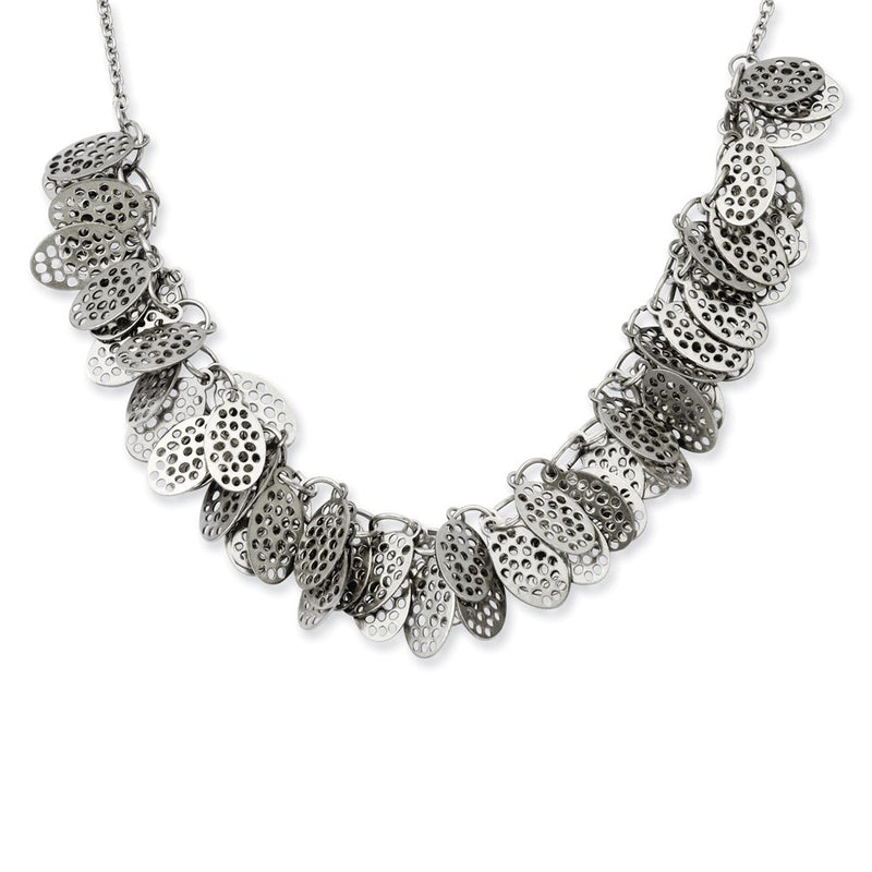 Stainless Steel Oval Dangles 18In Necklace