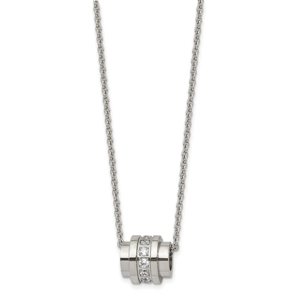 Stainless Steel Polished W/Cz 20In Necklace