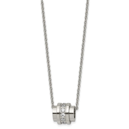 Stainless Steel Polished W/Cz 20In Necklace