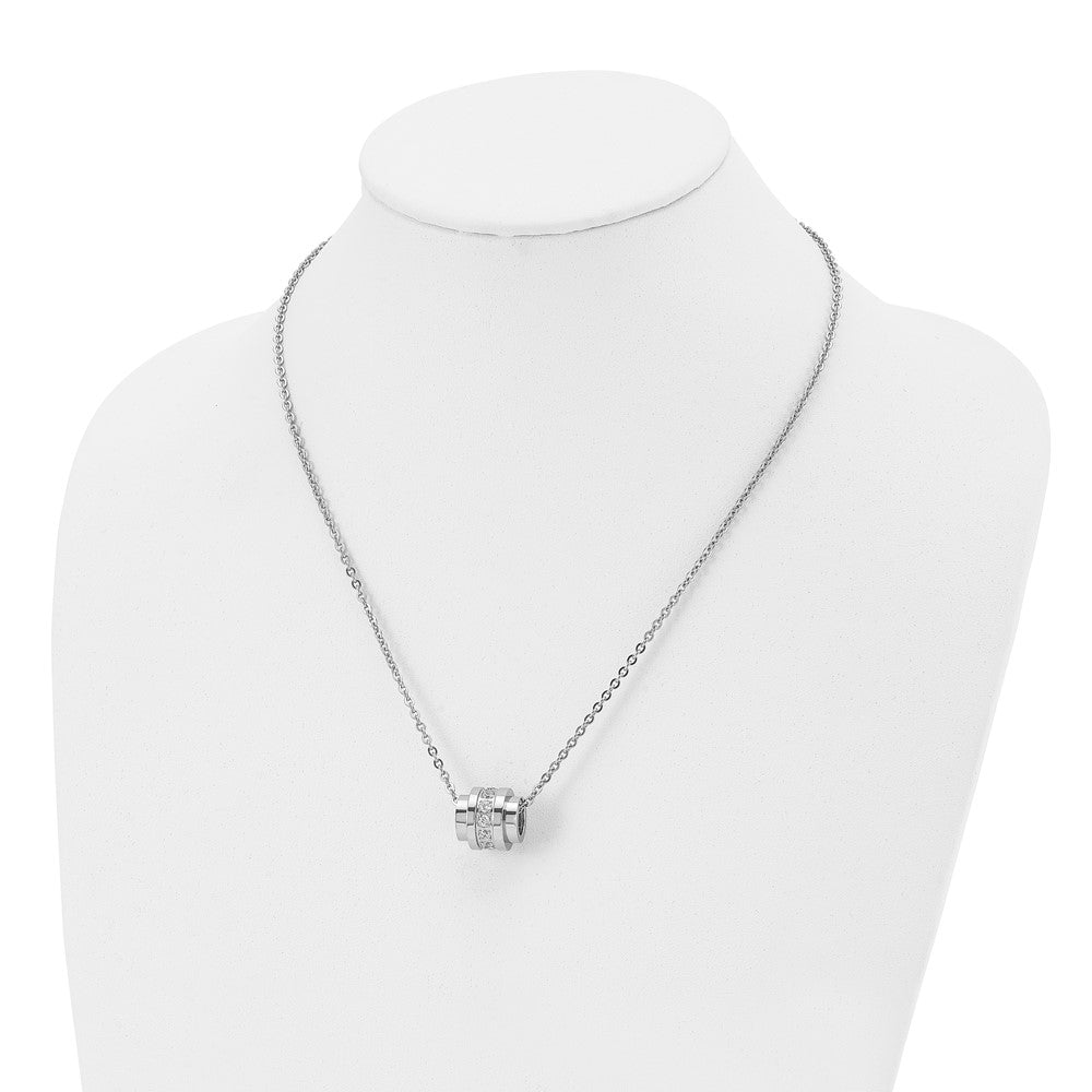 Stainless Steel Polished W/Cz 20In Necklace