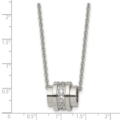 Stainless Steel Polished W/Cz 20In Necklace