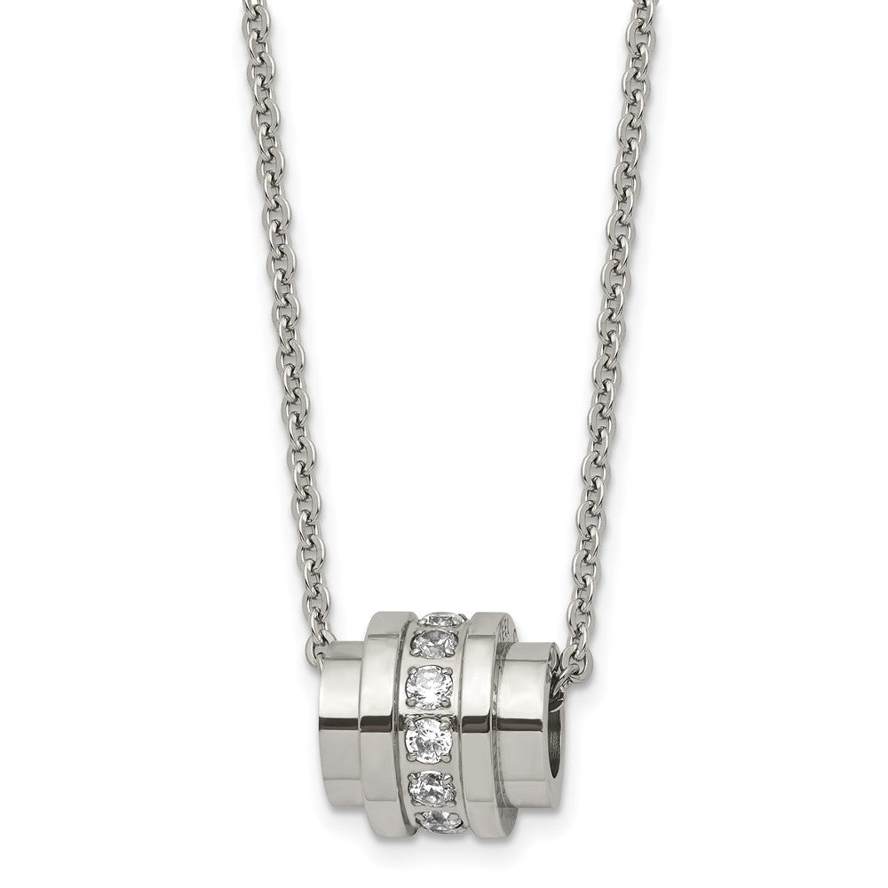 Stainless Steel Polished W/Cz 20In Necklace