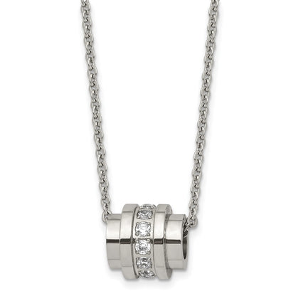 Stainless Steel Polished W/Cz 20In Necklace