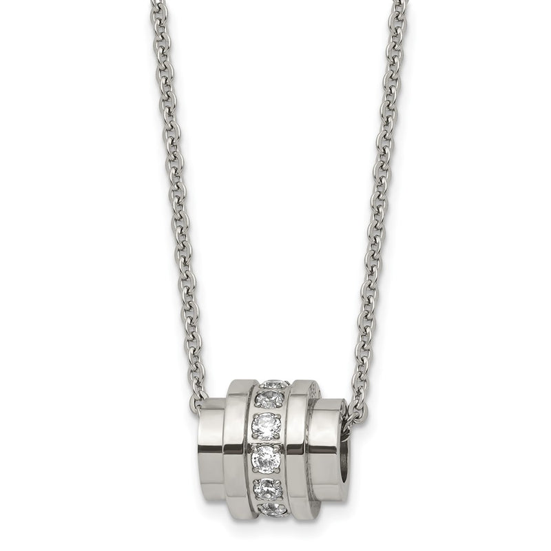 Stainless Steel Polished W/Cz 20In Necklace