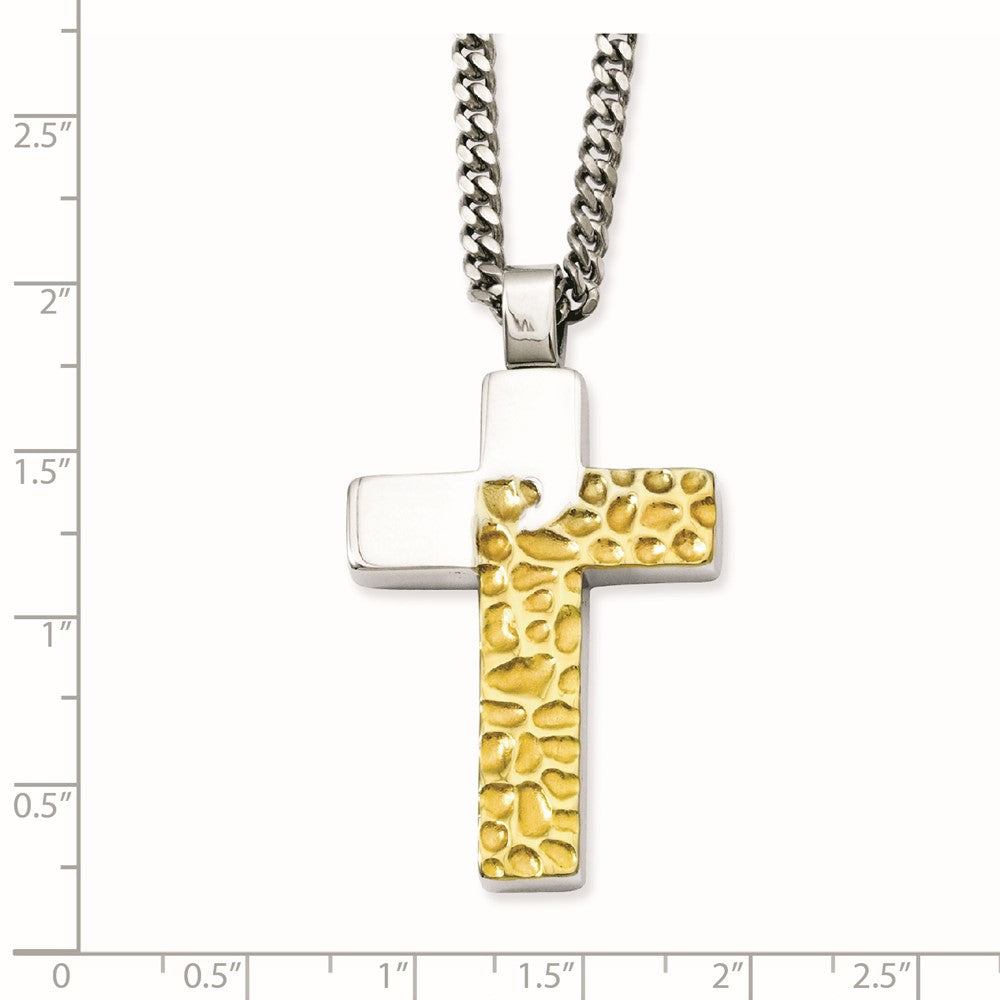 Stainless Steel Textured Gold Ip-Plated & Polished 20In Necklace
