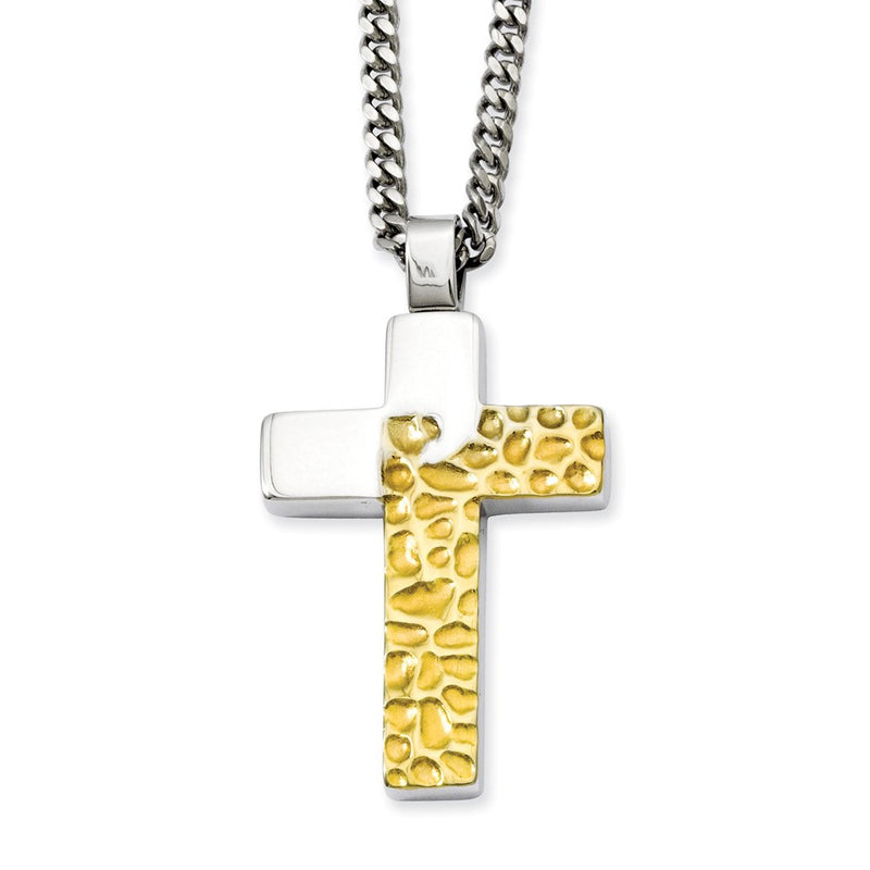 Stainless Steel Textured Gold Ip-Plated & Polished 20In Necklace
