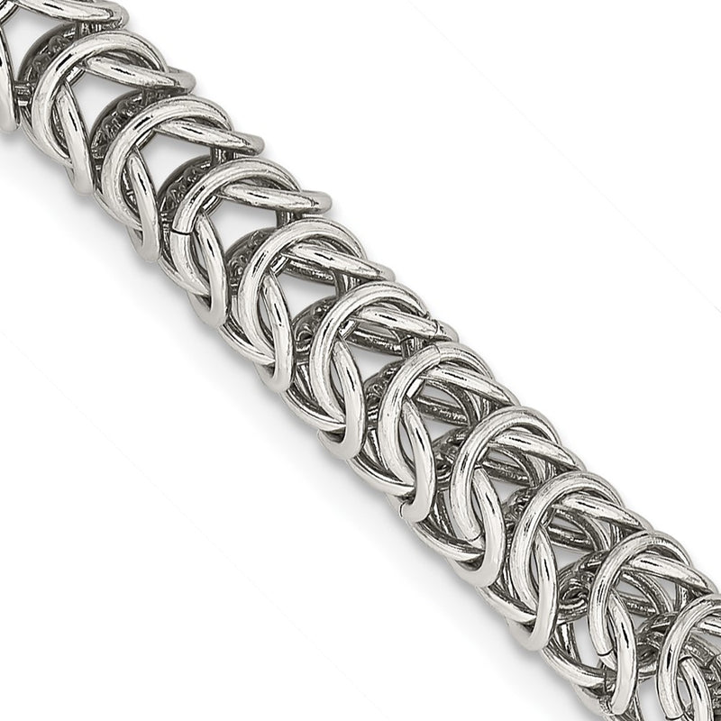 Stainless Steel Chisel Polished Fancy Link Chain Necklace