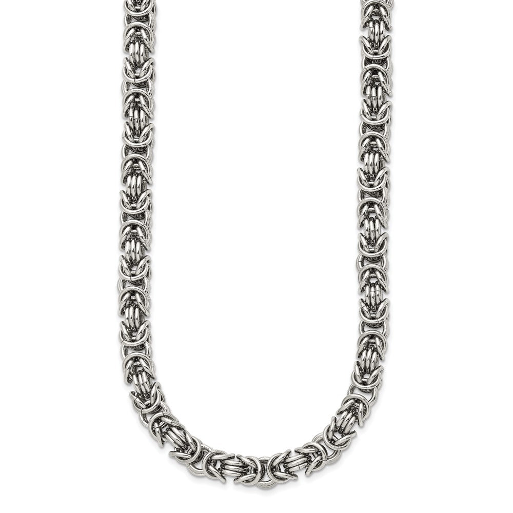 Stainless Steel Chisel Polished Fancy Link Chain Necklace