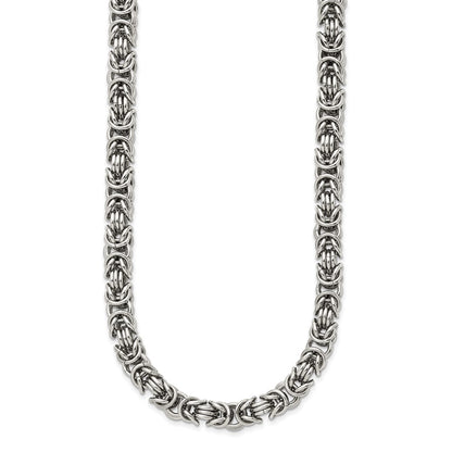 Stainless Steel Chisel Polished Fancy Link Chain Necklace
