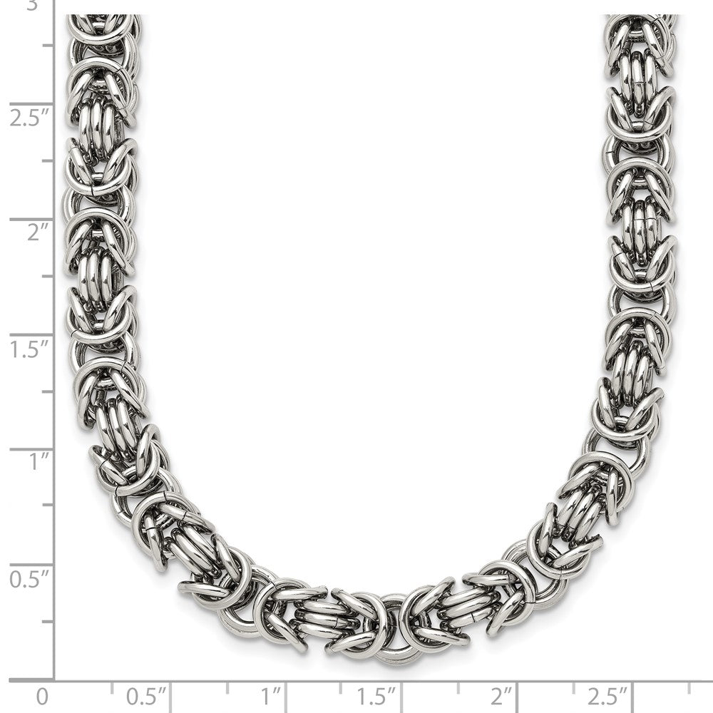 Stainless Steel Chisel Polished Fancy Link Chain Necklace