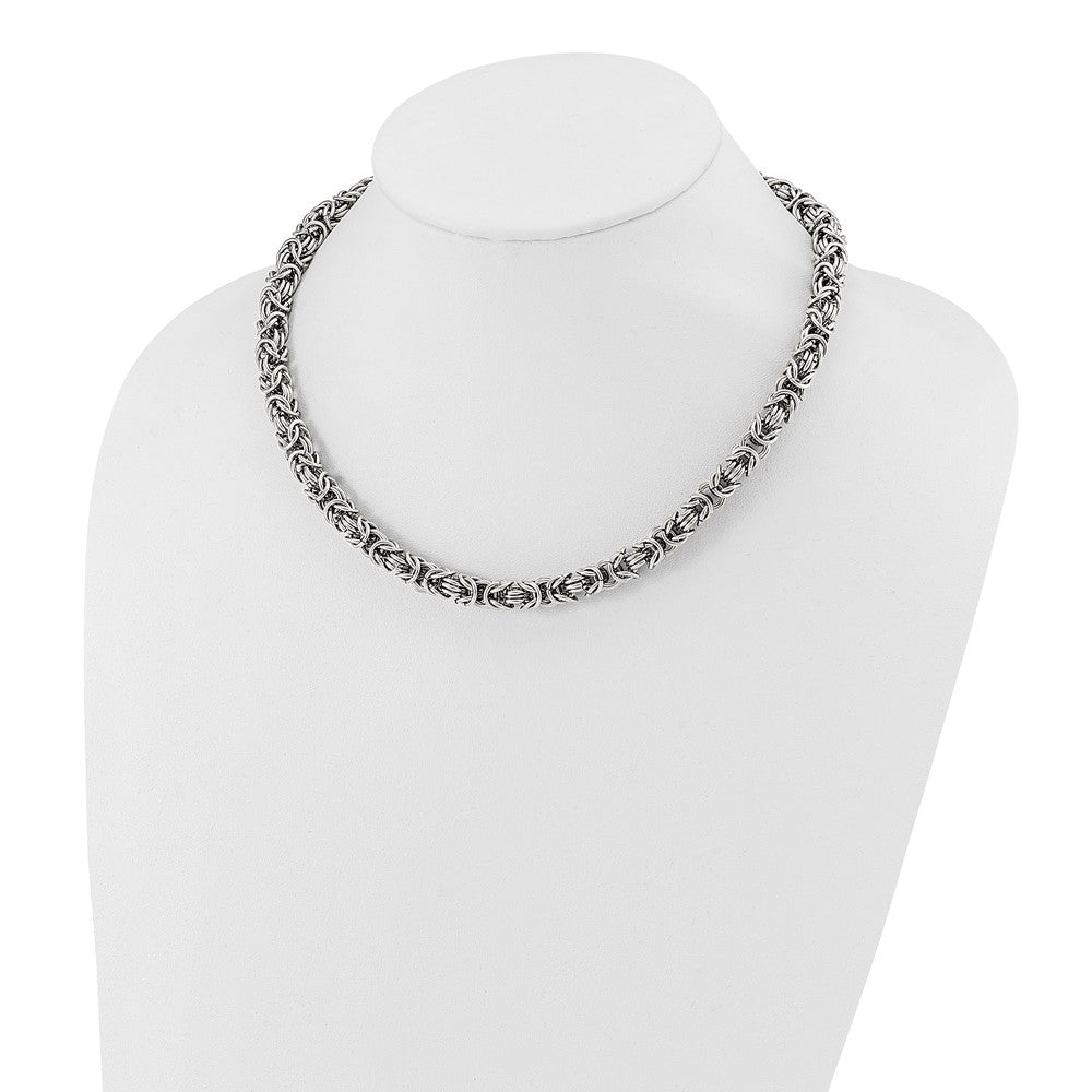Stainless Steel Chisel Polished Fancy Link Chain Necklace