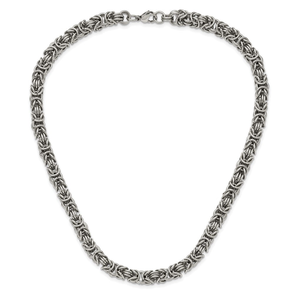 Stainless Steel Chisel Polished Fancy Link Chain Necklace