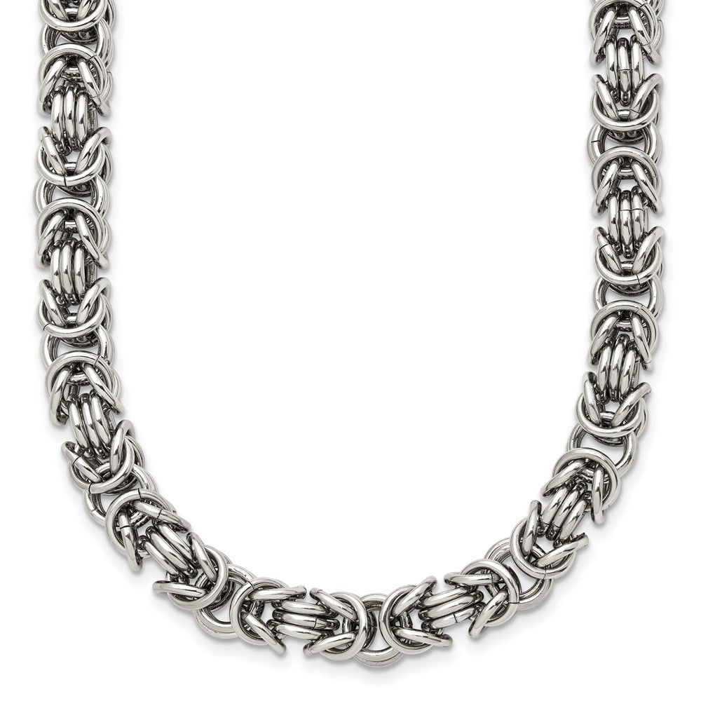 Stainless Steel Chisel Polished Fancy Link Chain Necklace