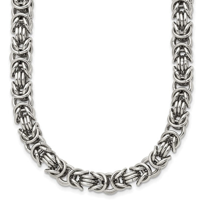 Stainless Steel Chisel Polished Fancy Link Chain Necklace