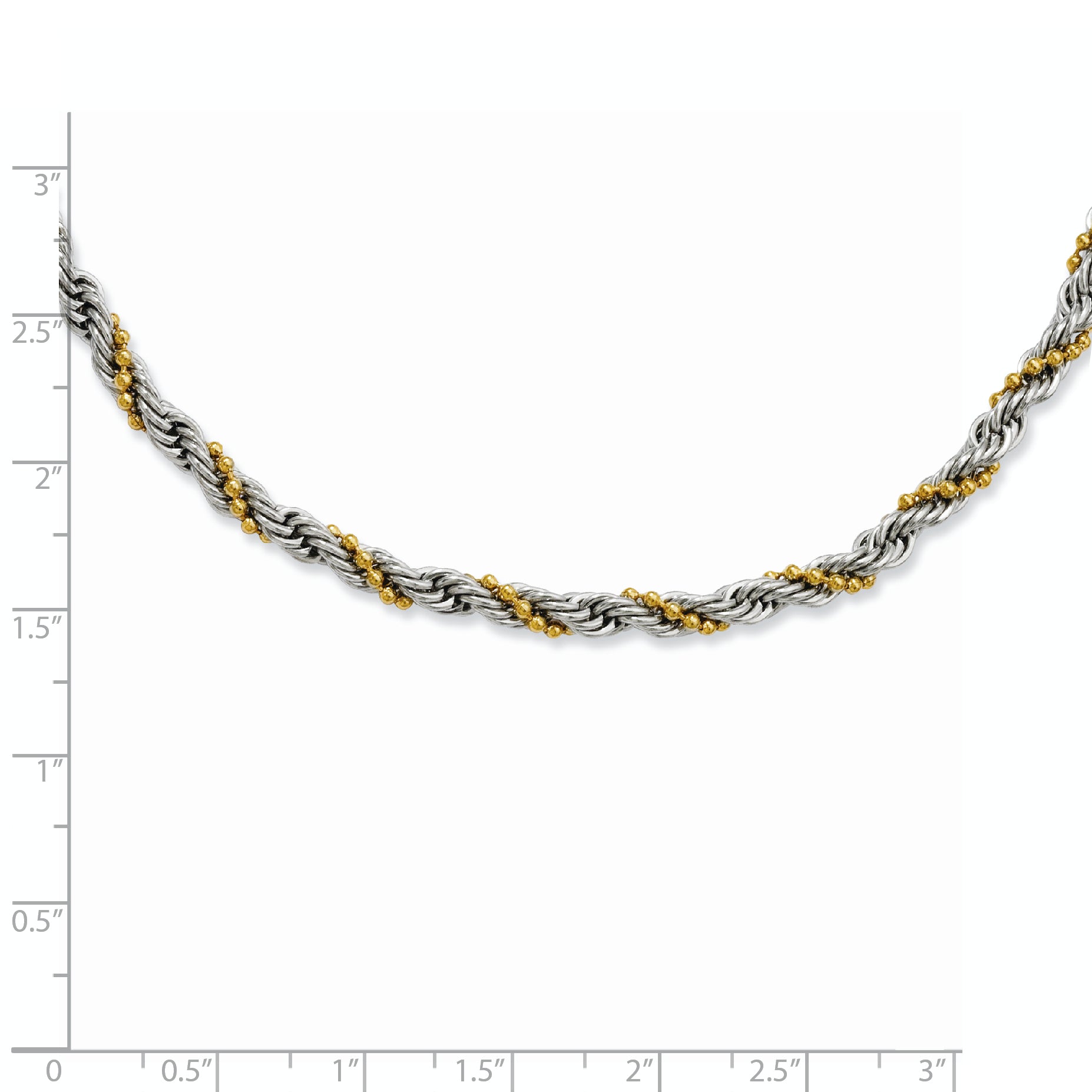 Stainless Steel Yellow Ip-Plated Ball & Rope Twisted 18In Necklace