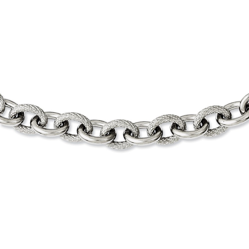 Stainless Steel Textured & Polished 20In Necklace