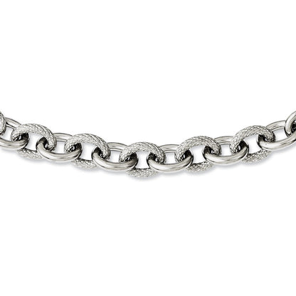 Stainless Steel Textured & Polished 20In Necklace