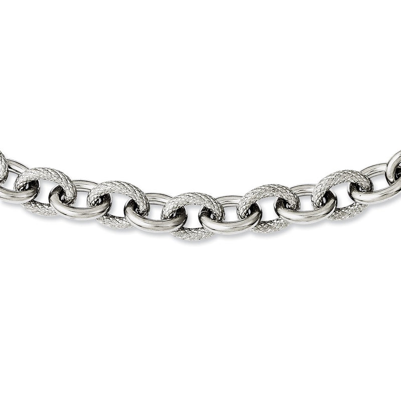 Stainless Steel Textured & Polished 20In Necklace
