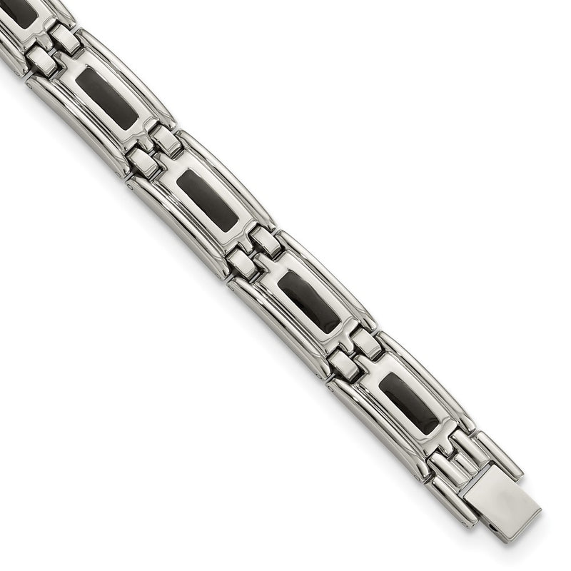 8.50 Inch Chisel Stainless Steel Enameled Bracelet, Money Clip And Key Ring Set