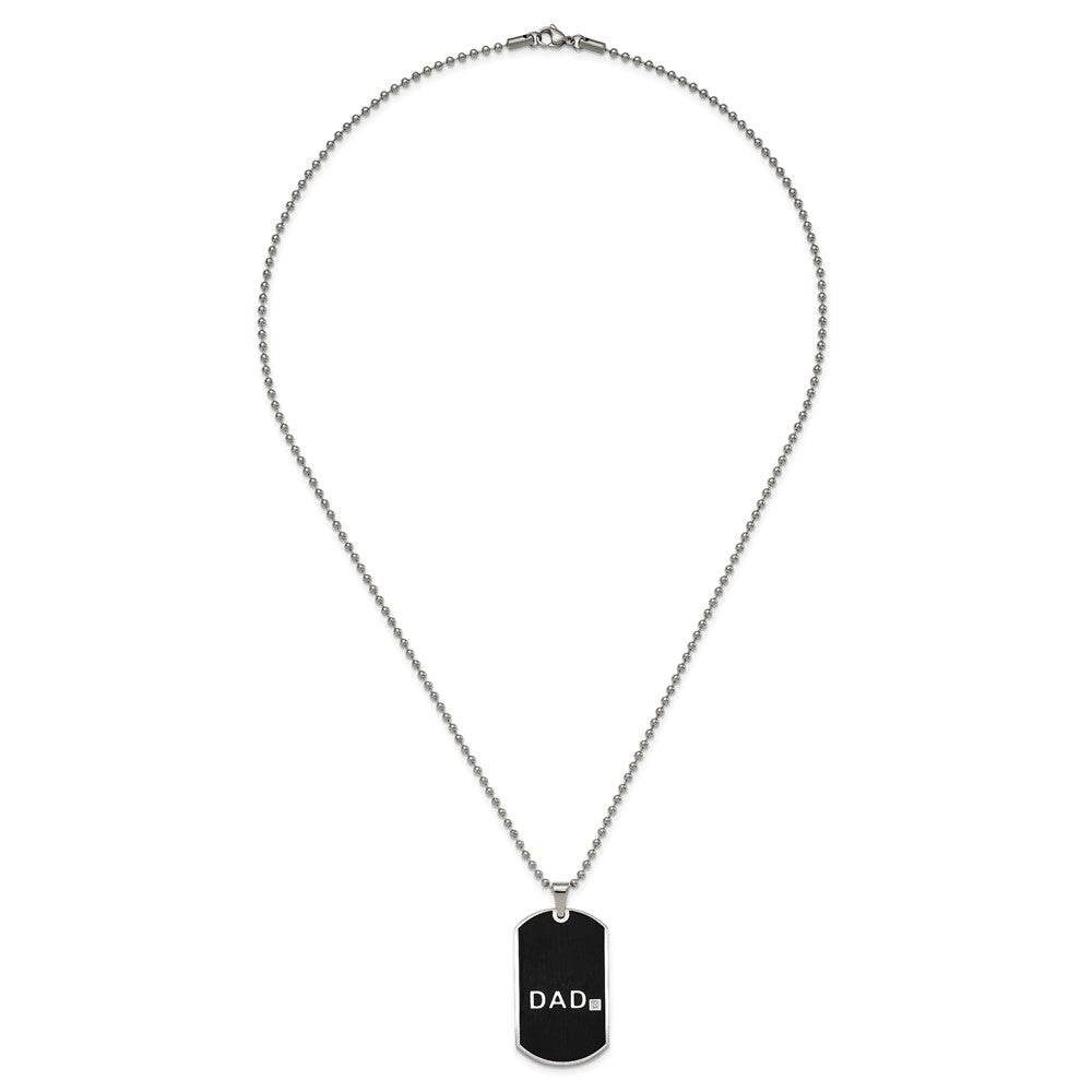 Stainless Steel Chisel Brushed Black Ip-Plated With Cz Dad 8.75 Inch Bracelet And 24 Necklace Set