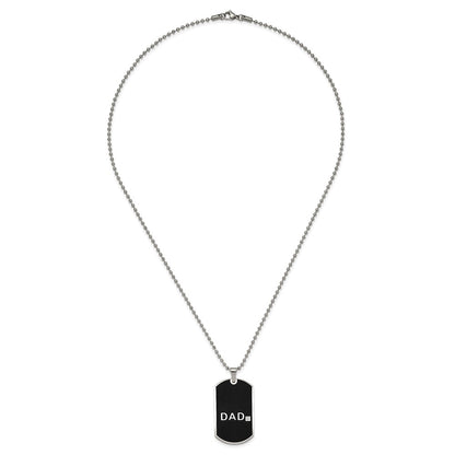 Stainless Steel Chisel Brushed Black Ip-Plated With Cz Dad 8.75 Inch Bracelet And 24 Necklace Set