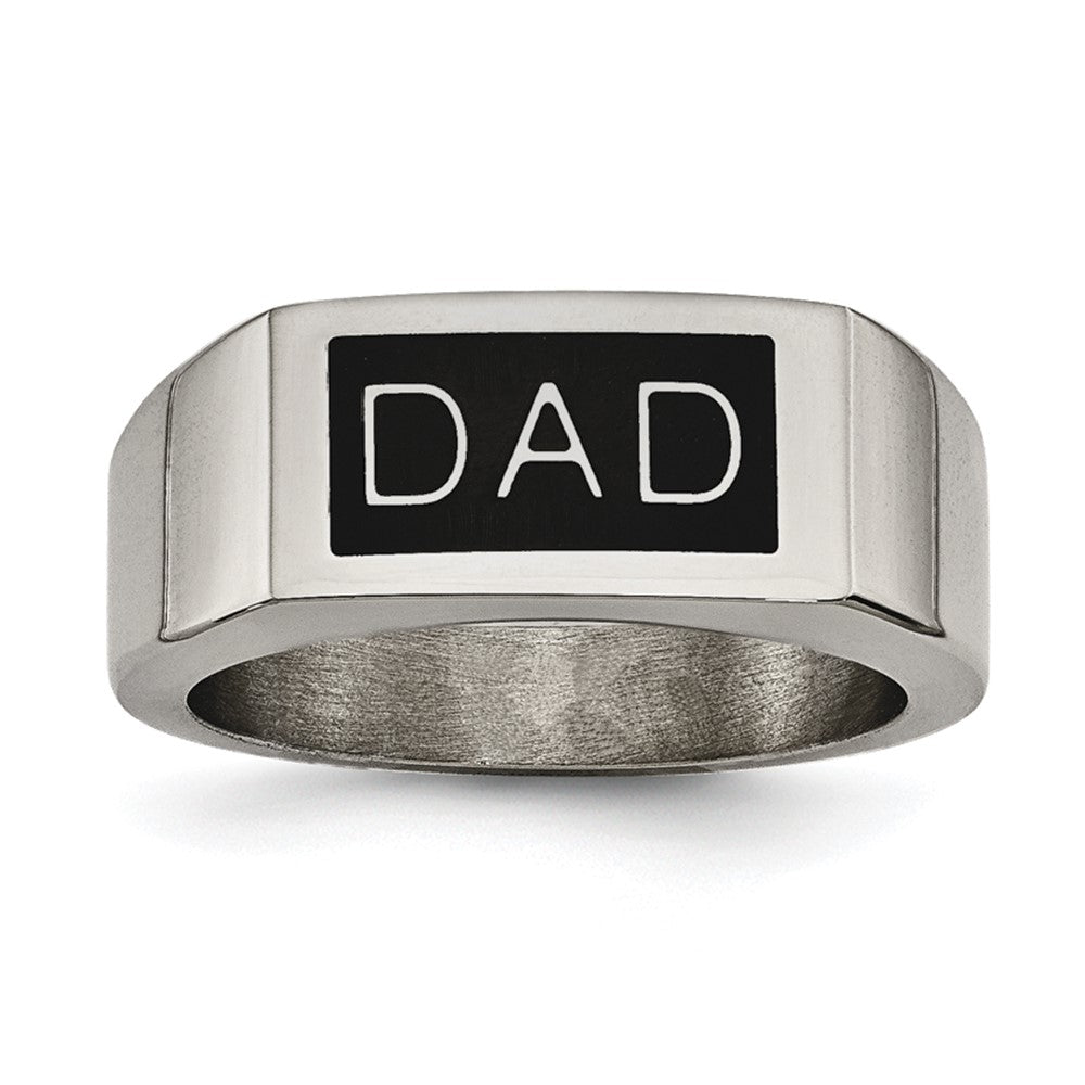 Stainless Steel Black Enamel Dad Money Clip & Ring Set